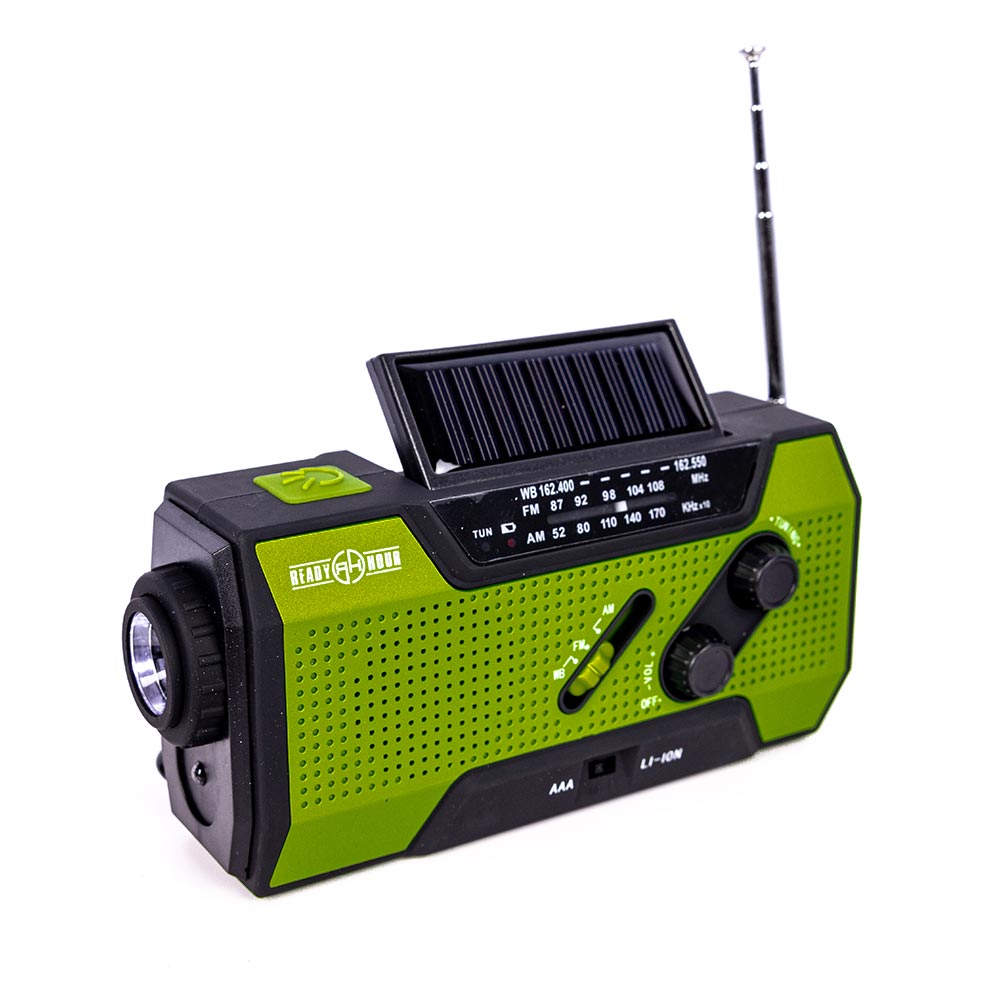 Ready Hour 4-in-1 Emergency Solar Flashlight & AM/FM/Weather Radio w/ Hand Crank