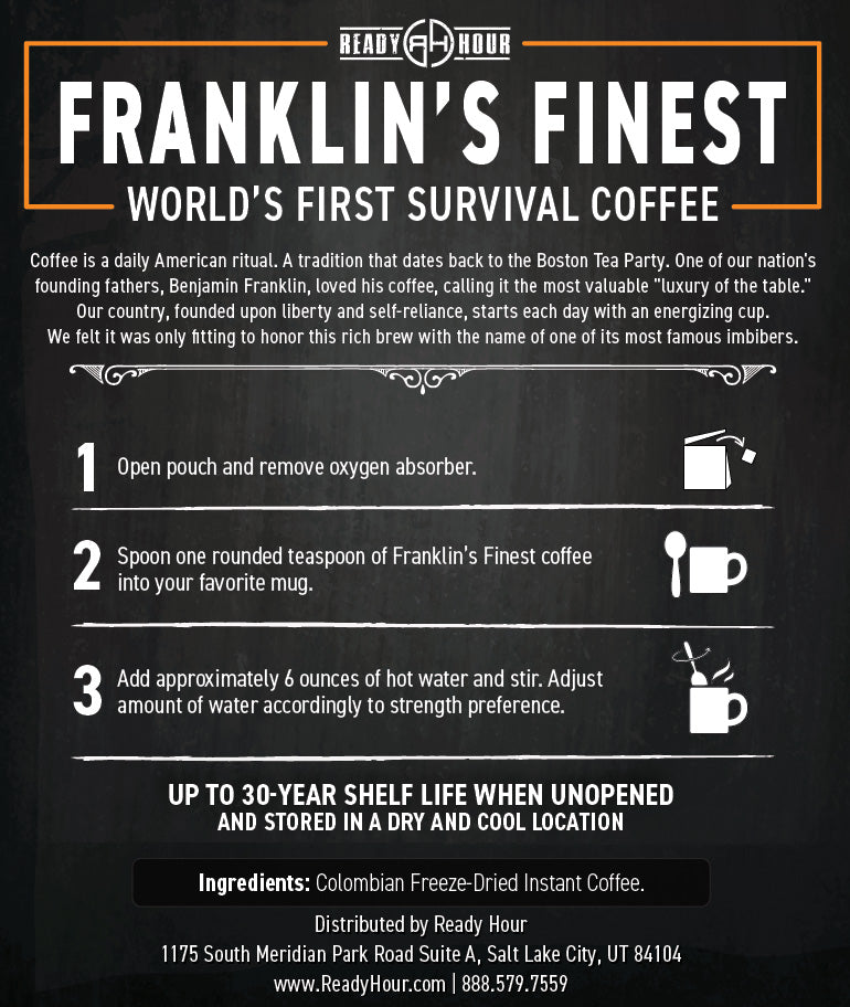 Franklin's Finest Coffee Emergency Food - Sample Pouch (60 servings) Emergency Food